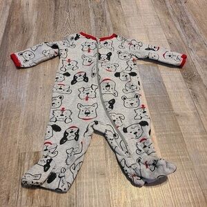 Wonder Nation Gray and Red Animal Print Footie Pajamas